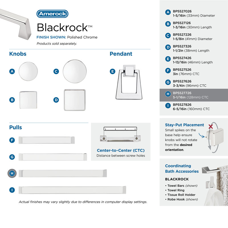 Blackrock Bar Pull, Polished Chrome, 5 1/16"