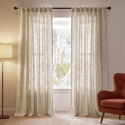 230 GSM Rich Natural Linen Relax Farmhouse Curtains 84 inches Long, Rod Pocket & Back Tab Privacy with Light Filtering Window Treatments for Bedroom/Living Room, W52 x L84, 2 Panels