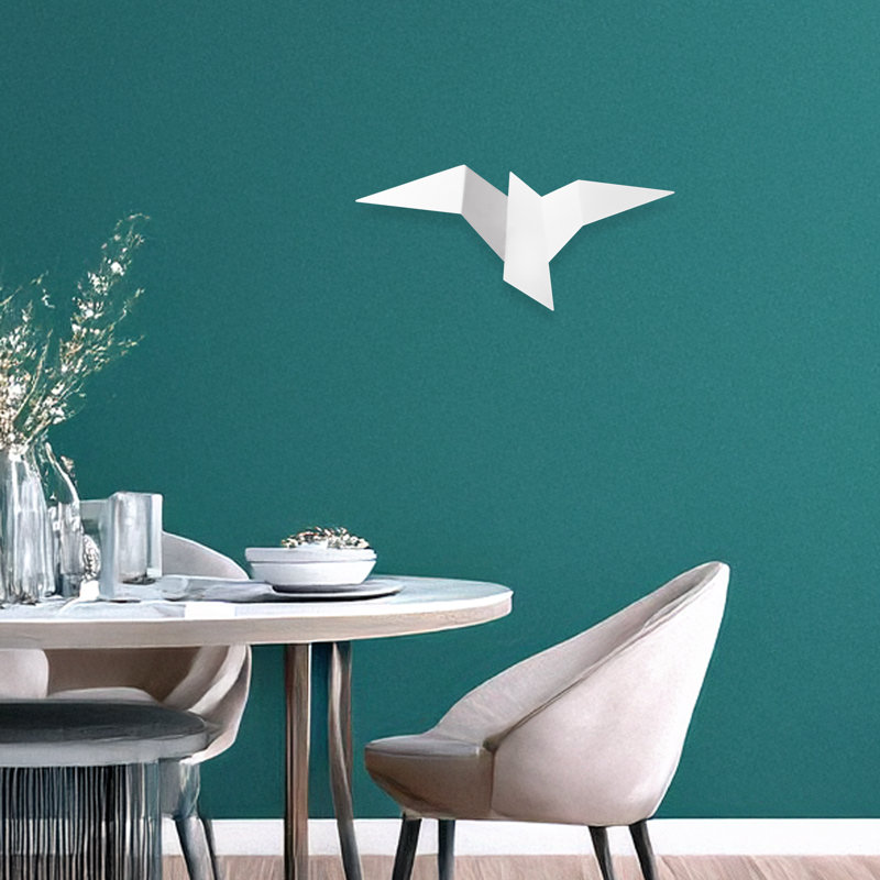 Applique murale oiseau en métal 3000K, H 5,5 po x l 22 po x P 9,4 po, Blanc