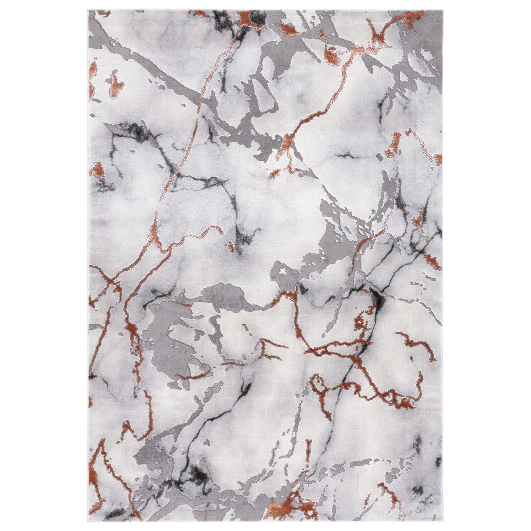 Carista Abstract Gray/Orange Area Rug Wade Logan® Rug 