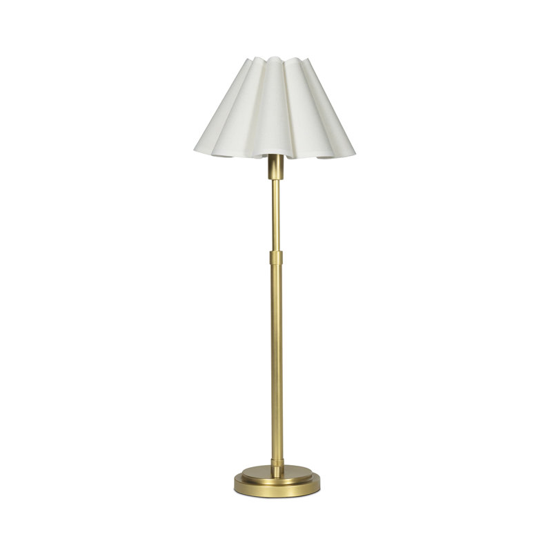 Polly Buffet Table Lamp, 27.25" H x 9.75" W x 9.75" D, Natural Brass, White