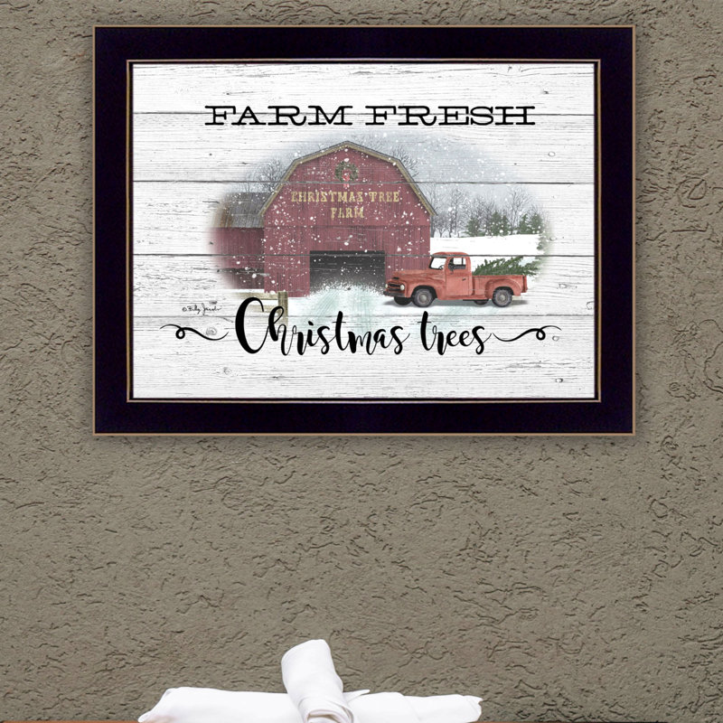 «Farm Fresh Christmas Trees», reproduction encadrée prête à être accrochée, H 15 po x l 19 po, Blanc