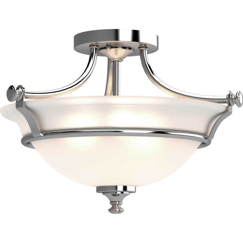 Elegant Chrome Semi-Flush Ceiling Bowl Light with Frosted Glass