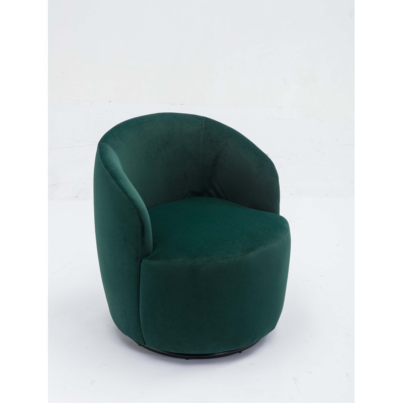 Fabric Swivel Accent Armchair Barrel Chair With Powder Coating Metal Ring, Blue Velvet