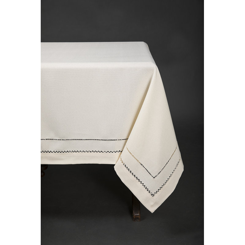 Ivory Polyester Rectangular Tablecloth, 65" x 108"