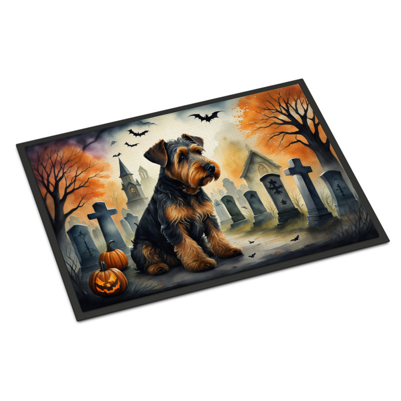 Halloween Airedale Terrier 24x36 Polyester Felt Doormat