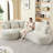 Luxury 4 - Seat L Shape Sectional Sleeper, Corduroy Fabric, Cream, Sponge Support, No Assembly For Living Room Curved Corduroy, Pocket Spring, Reception-1363293015