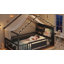 Lit cabane Montessori double avec barrière de sécurité, porte verrouillable, tablette et poches de rangement latérales, blanc-122784268