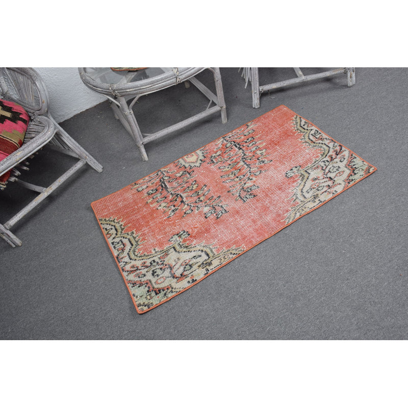 Antique Red Turkish Rug Ideal for Gifting - Small Boho Oriental Vintage Rug with Unique Design