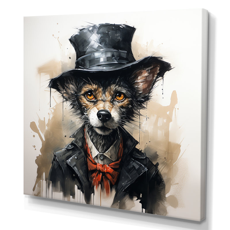 «Trenchcoat» noir loup mystère II - loup, art mural, Toile tendue, H 36 po x l 36 po x P 1,5 po