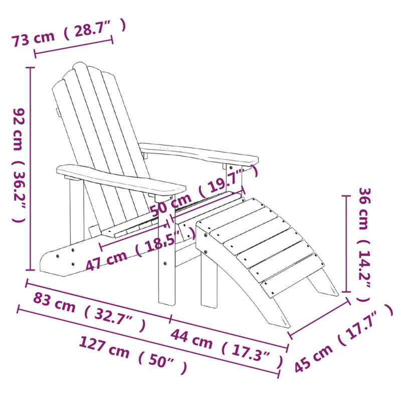 Lisbon Outdoor Adirondack Chair With Table, Brown