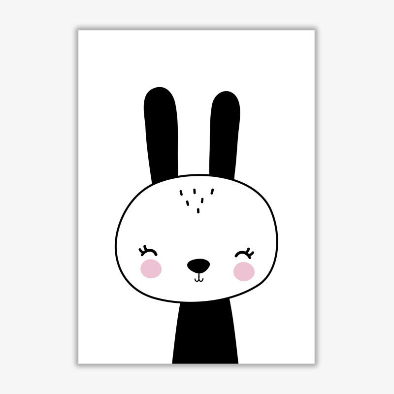 Black And White Scandi Bunny - Painting, No Frame, 85 cm H x 60 cm W x 1 cm D