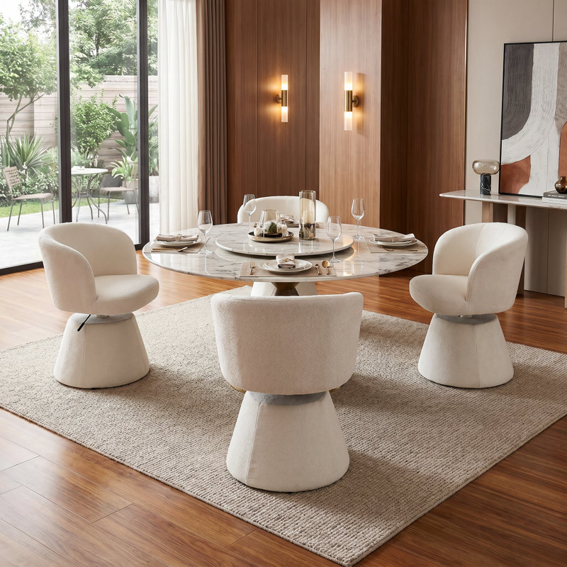 Tabouret de coiffeuse pivotant à 360 ° Modern, Beige