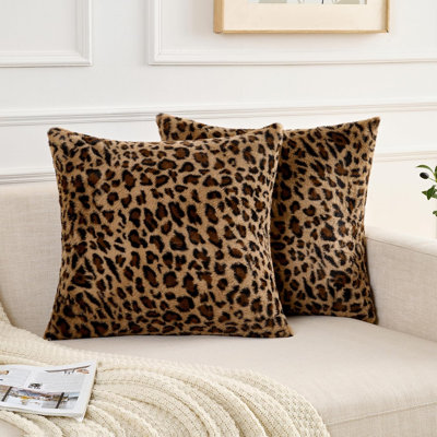 Housses de coussin à imprimé guépard / léopard (ensemble de 2, 18 x 18 pouces) pour le salon et la chambre à coucher