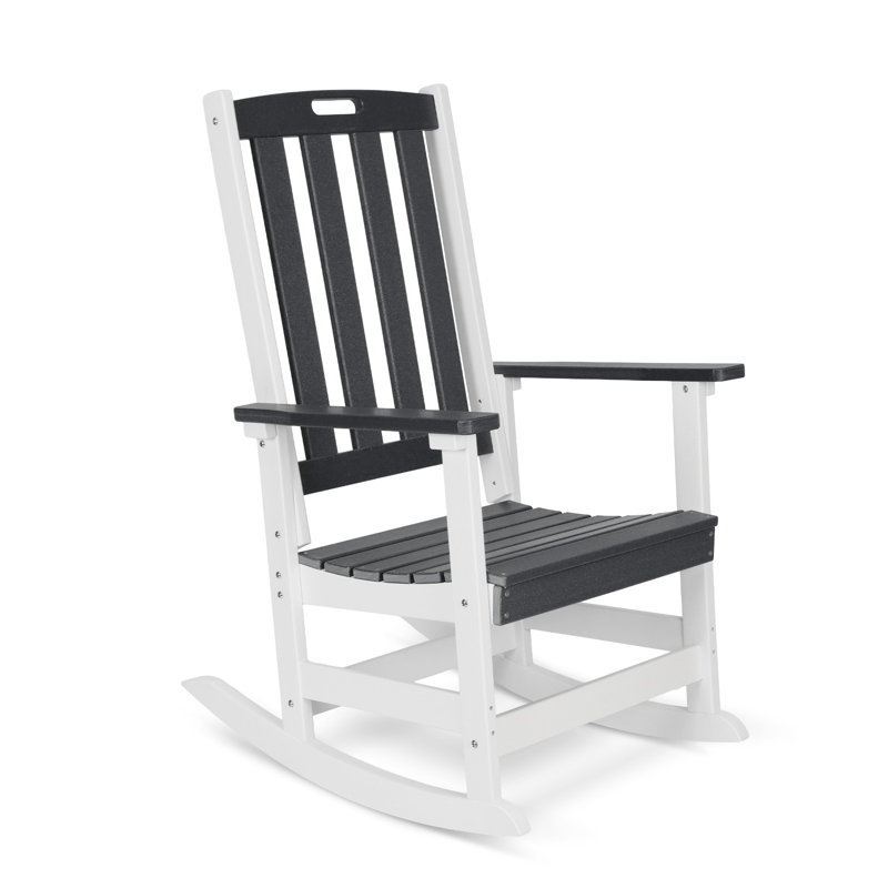 Chaise berçante d'extérieur en PEHD Aoodor, Gris foncé et blanc