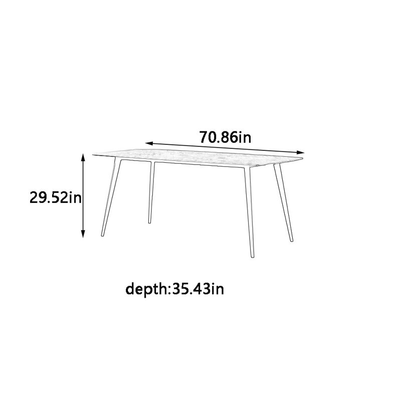 Table de salle à manger Rock, H 29,52 po x L 70,86 po x l 35,43 po