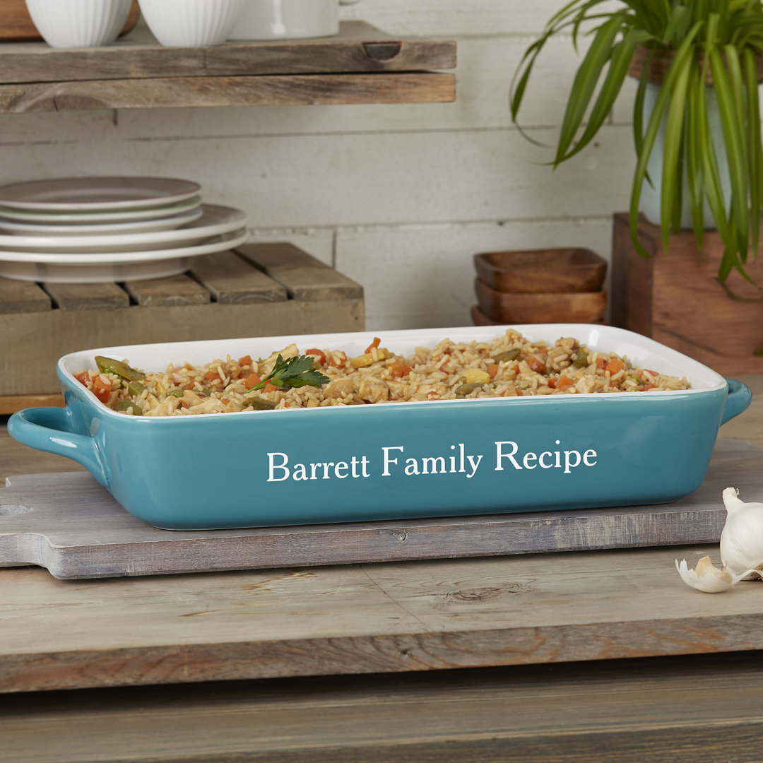 Personalization Mall 4 Qt. Stoneware Rectangular Personalized Classic Casserole Baking Dish Personalization Mall 