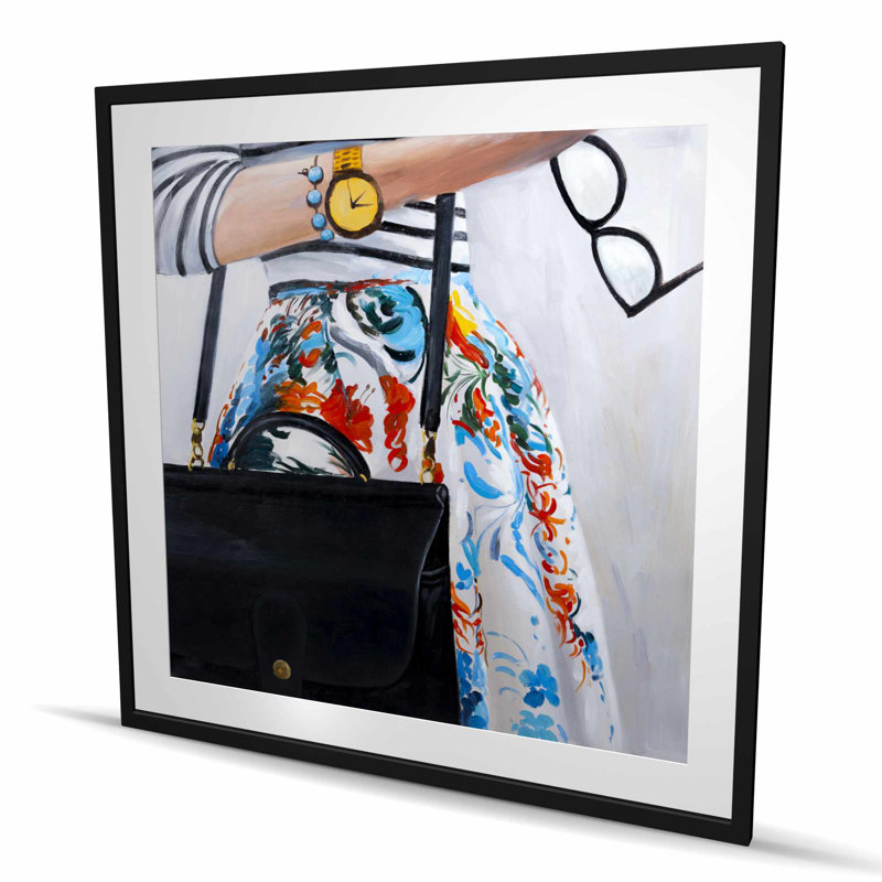 «Fashionable Woman with Glasses - Orange encadré»