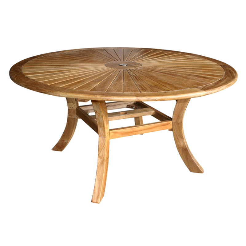 Forsberg Round Teak Outdoor Dining Table With Umbrella Hole , 59'' in. W 59'' in. D