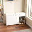 Banc de vestibule moderne avec rangement pour chaussures, 3 tiroirs rabattables, armoire cachée, support rotatif, compartiment relevable, coussin à gratter et confortable pour le couloir du salon, rangement blanc