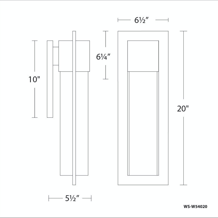 Mist LED Wall Light, Black, 20" H x 6.5" W x 5.5" D