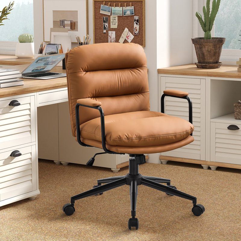 Ergonomic Office Chair 2-Layers Cushioned Faux Cat Paw Leather Armrest Adjustable Height 360° Swivel Home Office Desk Chair