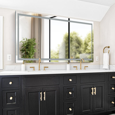 Frameless Led Bathroom Mirror,3 Colors Dimmable,anti-fog,memory Function,wall Mounted Lighted Vanity Mirror