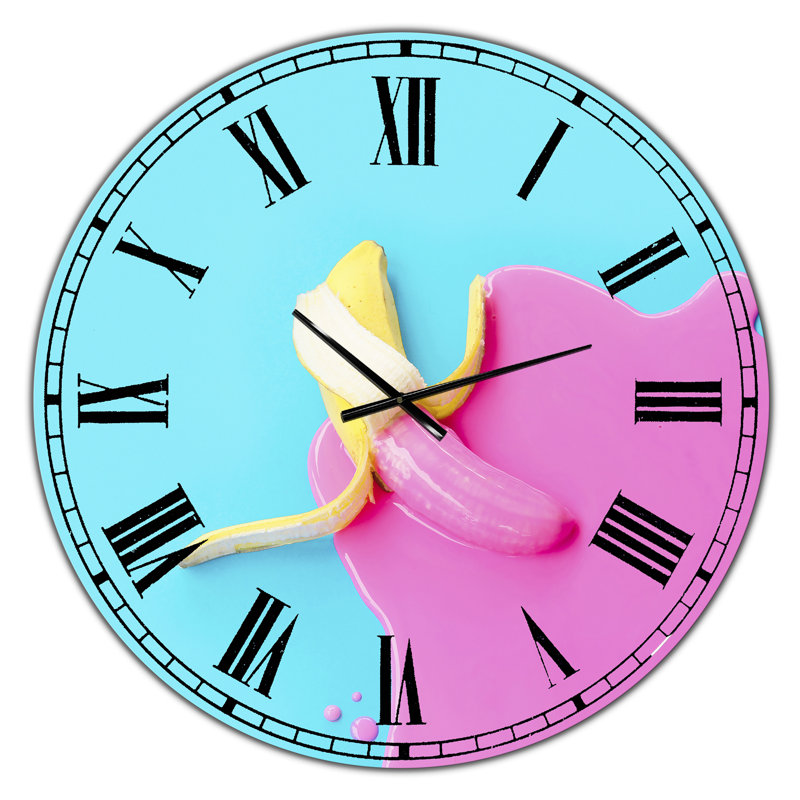 Horloge murale moderne surdimensionnée rose et bleue, Grand