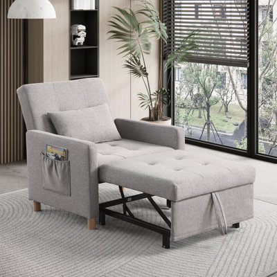 Convertible Sleeper Sofa Chair Bed, Adjustable Chair With Pillow, Multi-Functional Sleeper Chair With Soft Fabric For Living Room, Dorm, Apartment, Bedroom Or Office