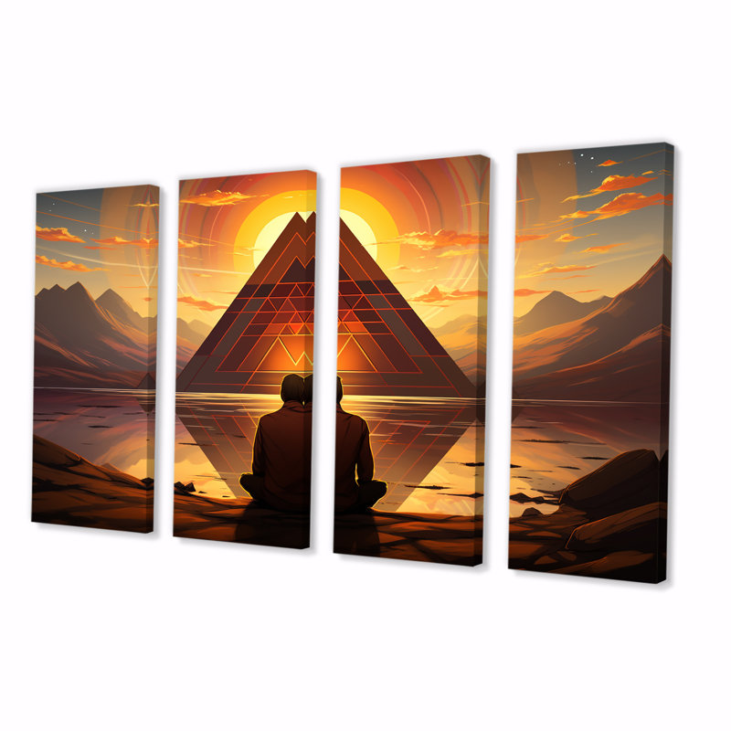«Yoga Mindfulness pratique - Yoga», art mural 4 pièces, H 28 po x l 48 po