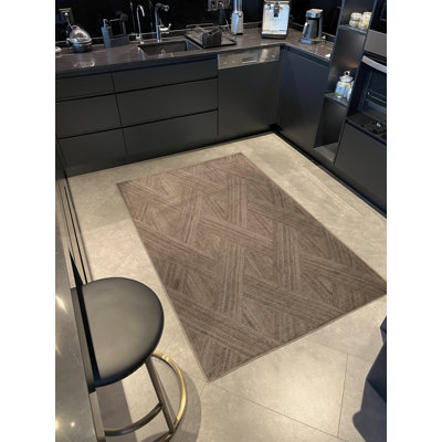 Tapis décoratif moderne à motif géométrique croisé Coffee-Beige
