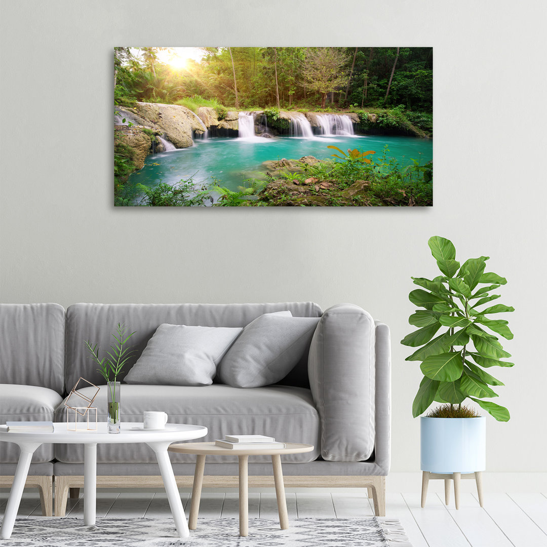 Wasserfall im Wald - Kunstdrucke auf Leinwand