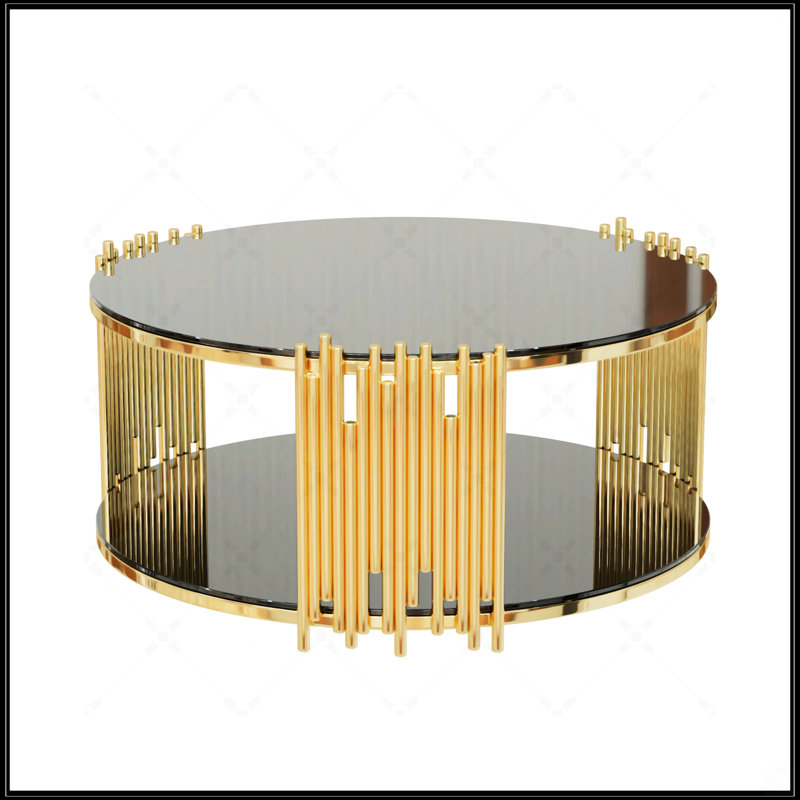 Table basse circulaire en acier inoxydable de style moderne et minimaliste