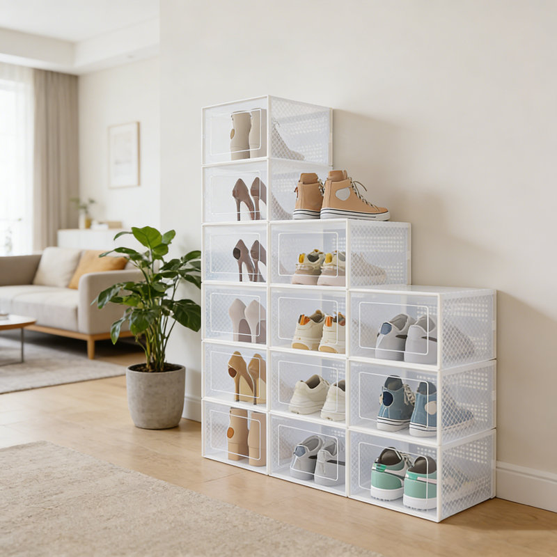 Range-chaussures empilables, paquet de 15 avec couvercles