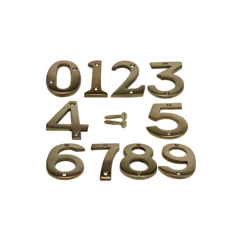 House Door Number in Brass Finish, No. 8 - Numeric Digits Plate, Plates Plaque Gold Sign - 3"