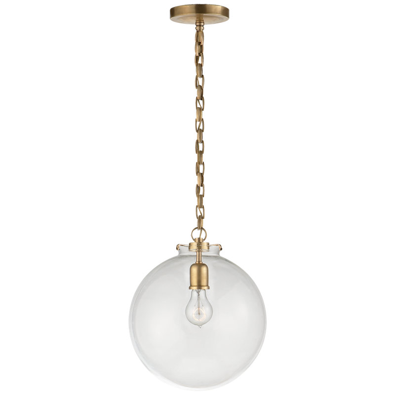 Thomas O'Brien Katie Globe Pendant, Clear, Antique Brass
