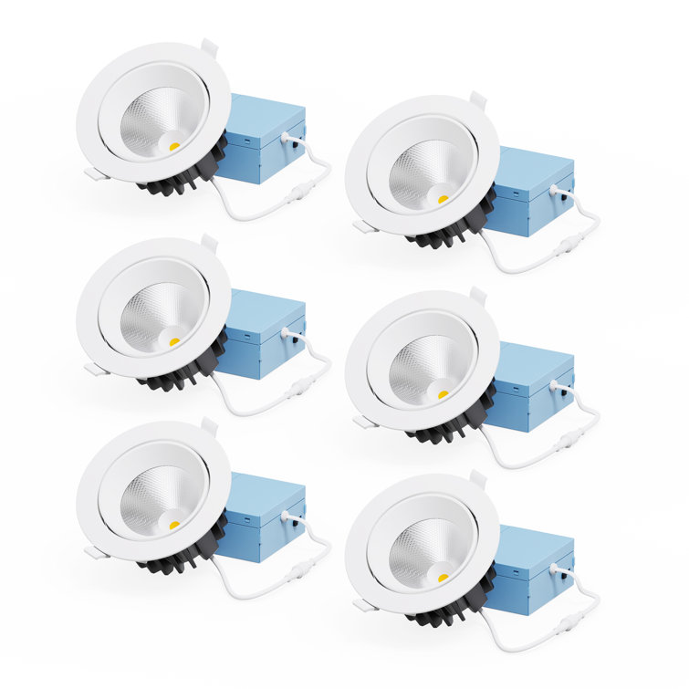 4" Gimbal Recessed LED, 12W, 24 Degree Adjustable Beam, 5CCT Selectable, Triac Dimmable