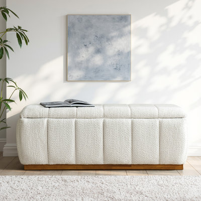 Vanesa 50.5"W Modern Chenille Fully Assemble Upholstered Filp-Top Storage Bench With Solid Wood Base