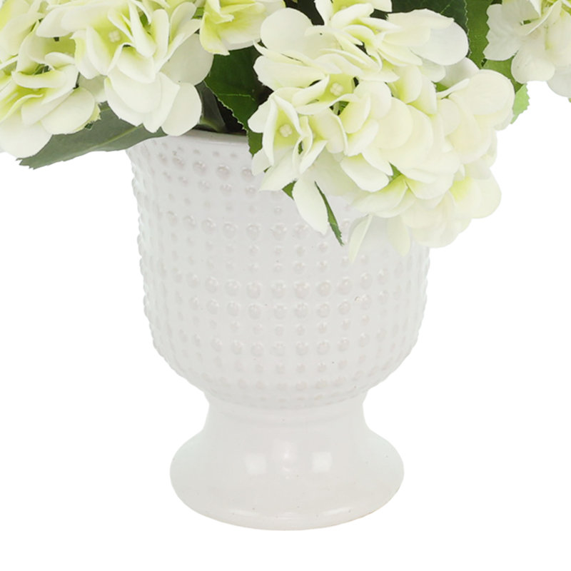 Peonies and Hydrangeas Arranged in Ceramic Vase