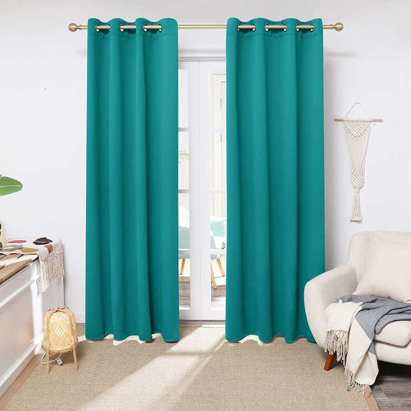 Makua Room Darkening Curtain Pair, 52" W x 96" L, Turquoise