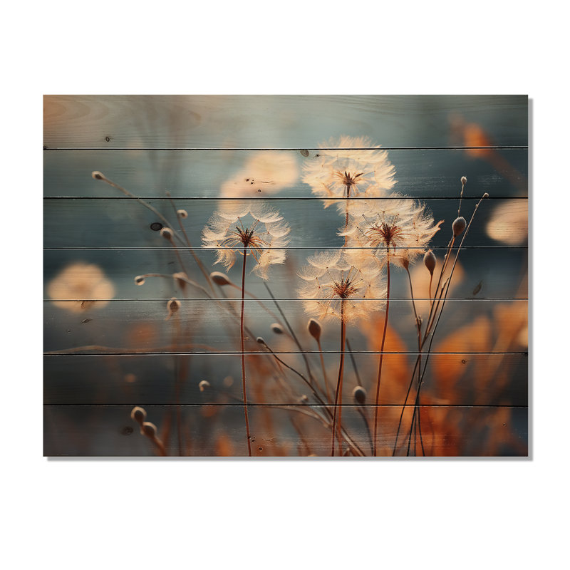 Dandelion Whispers Of Spring On Wood Print, H 10 po x l 20 po x P 0,78 po
