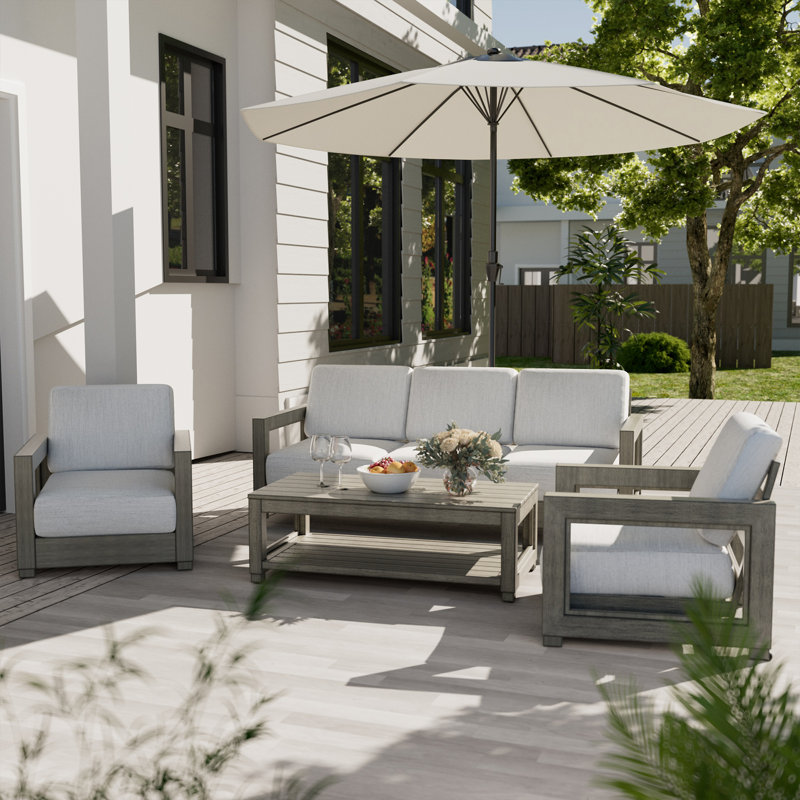 5-Person Aluminum Patio Conversation Set with Hand-painted Frame and Cushions