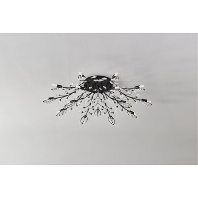 15-Light Chandelier Crystal Ceiling Lamp, 15-Lights Modern Farmhouse Ceiling Ceiling Hanging Light Fixture Over Table, for Dining Room, Kitchen Island--NO INCLUDED BULBS--Matte Black