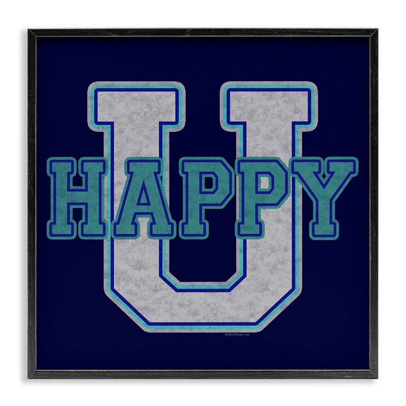 Art giclée Happy U Varsity, Giclée encadrée noir minuit, H 17 po x l 17 po