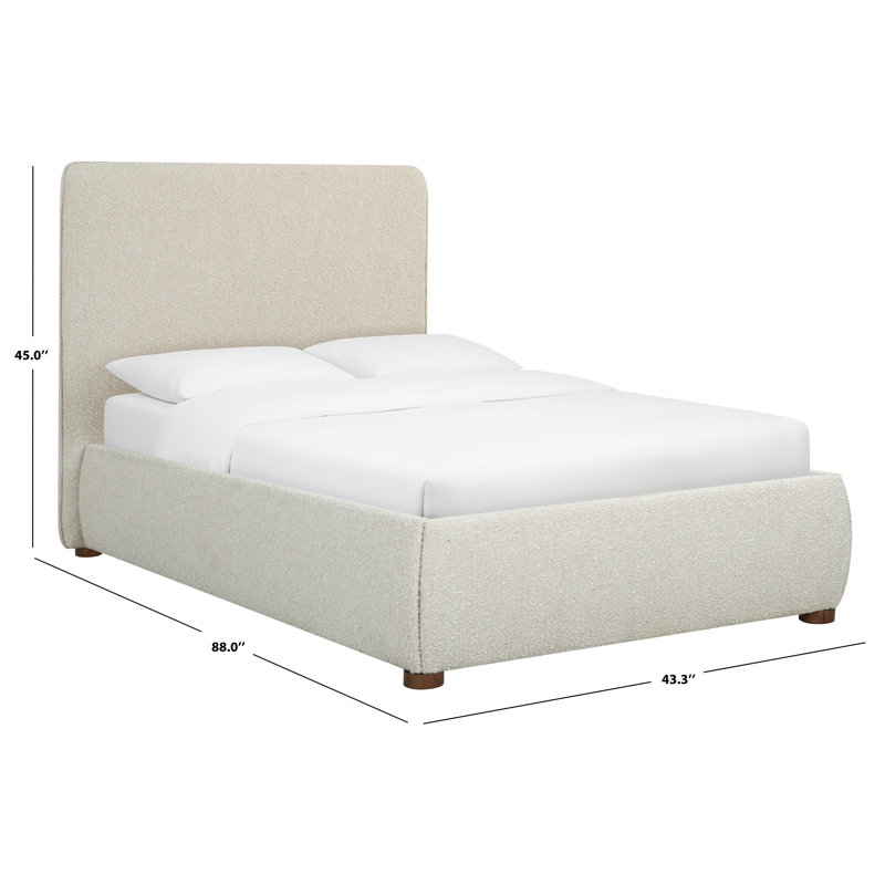 Callahan Upholstered Bed, Twin, Light Beige Boucle