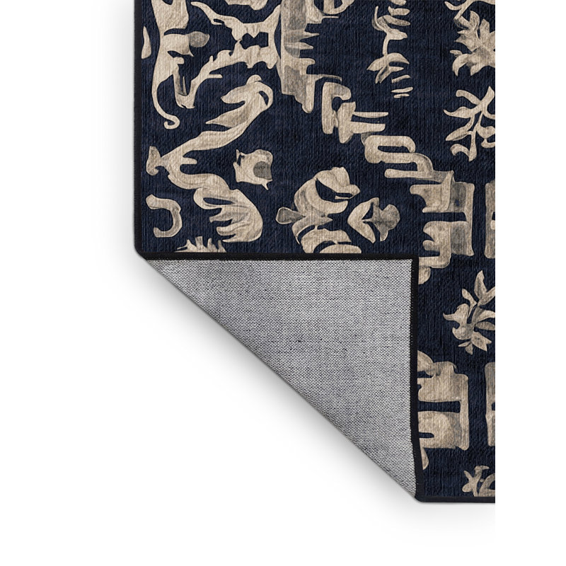 Machine Washable Gray Area Rug, Square 3'