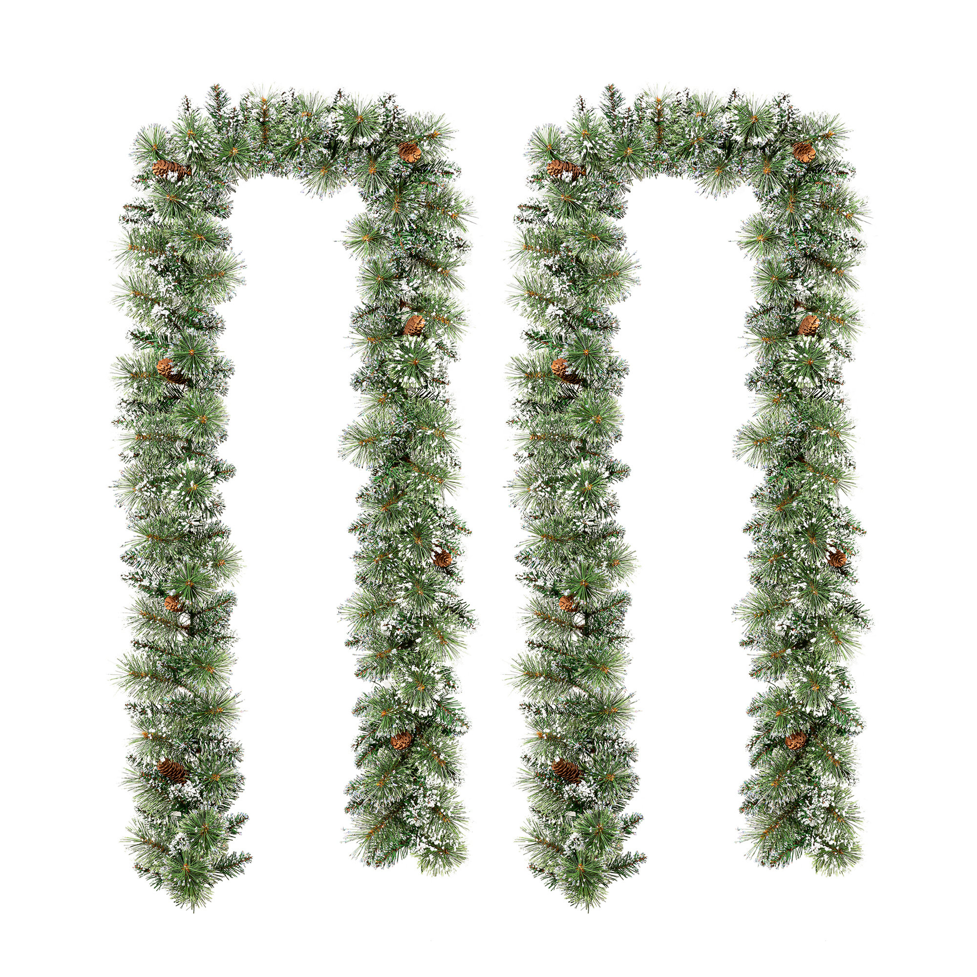 Pre-Lit Frosted Greenery Pinecones Christmas Garland with Lights, 9'