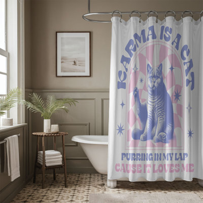 Karma Is A Cat  - 1 Piece Premium Shower Curtain