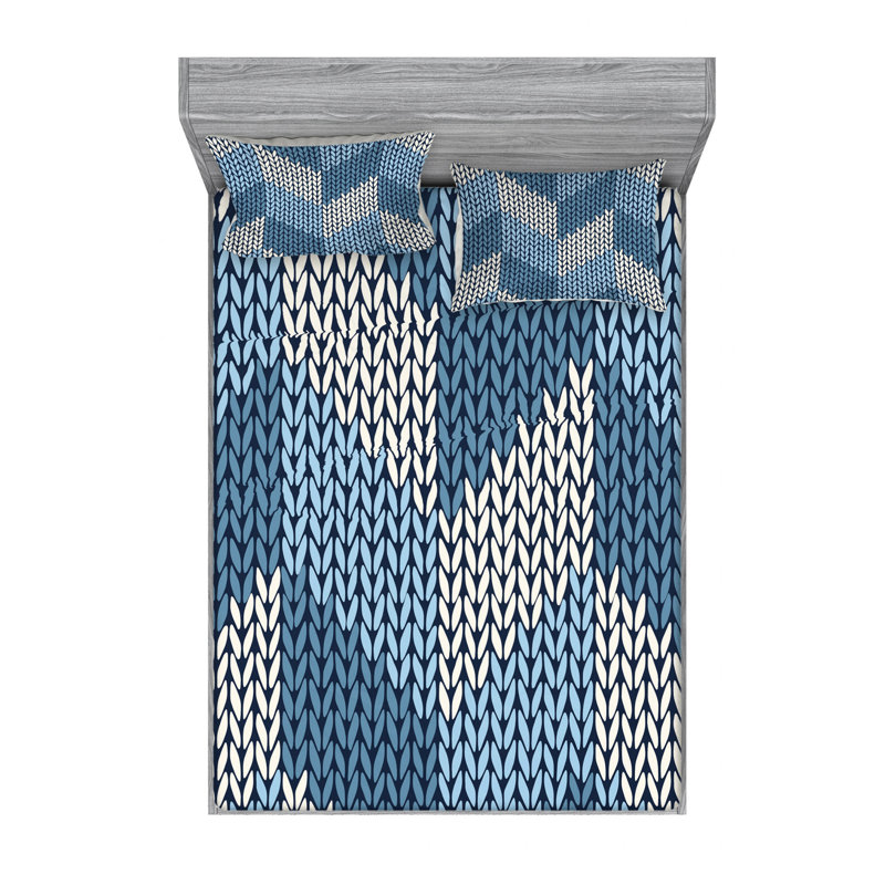 Microfiber Chevron Sheet Set, Queen Sheet Set with Fitted Sheet