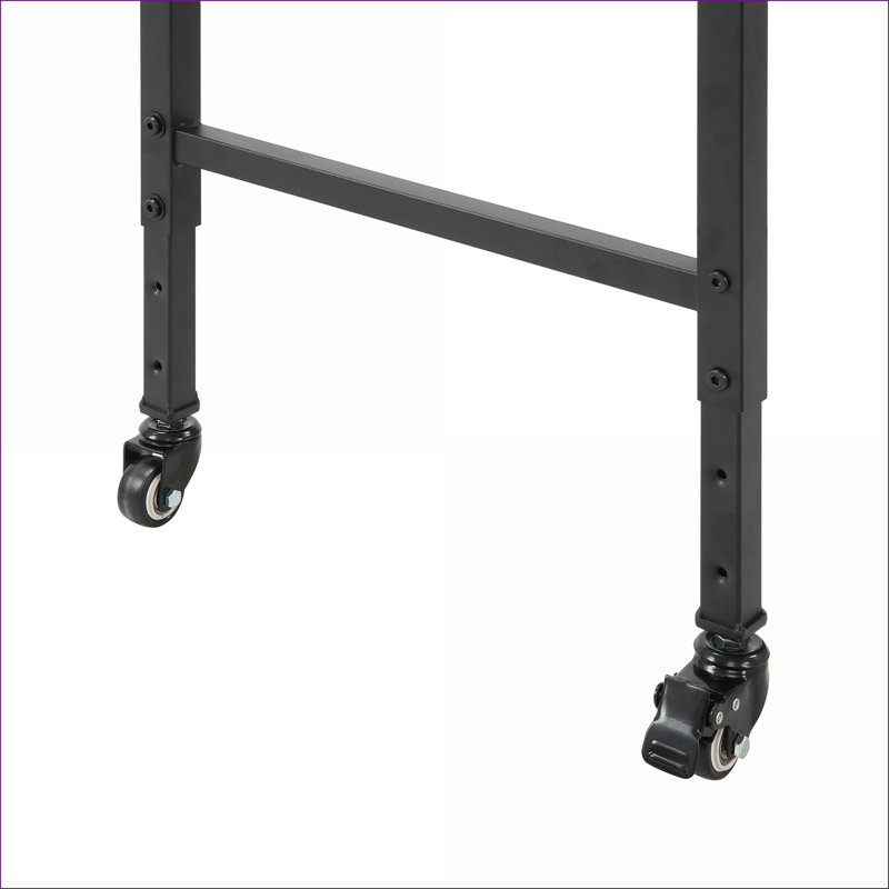 Bureau au-dessus du lit, bois brun rustique | Hauteur réglable de 40 à 44 po | Pieds en métal avec roulettes | Table polyvalente pour ordinateur portable / petit-déjeuner | Brun rustique | Bois d'ingénierie, métal